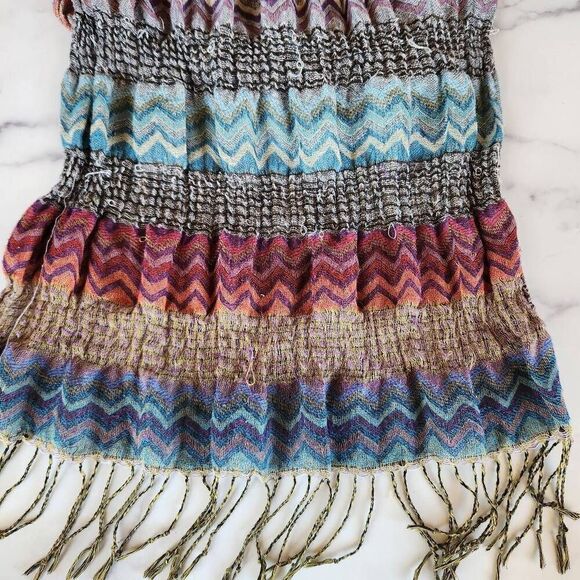 Multi pattern scarf Chevron striped fringe trim - Picture 4 of 4